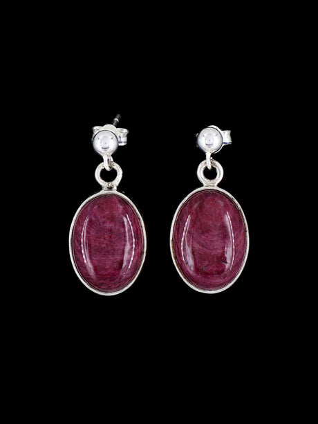 Navajo Sterling Silver Spiny Oyster Dangle Earrings - PuebloDirect.com