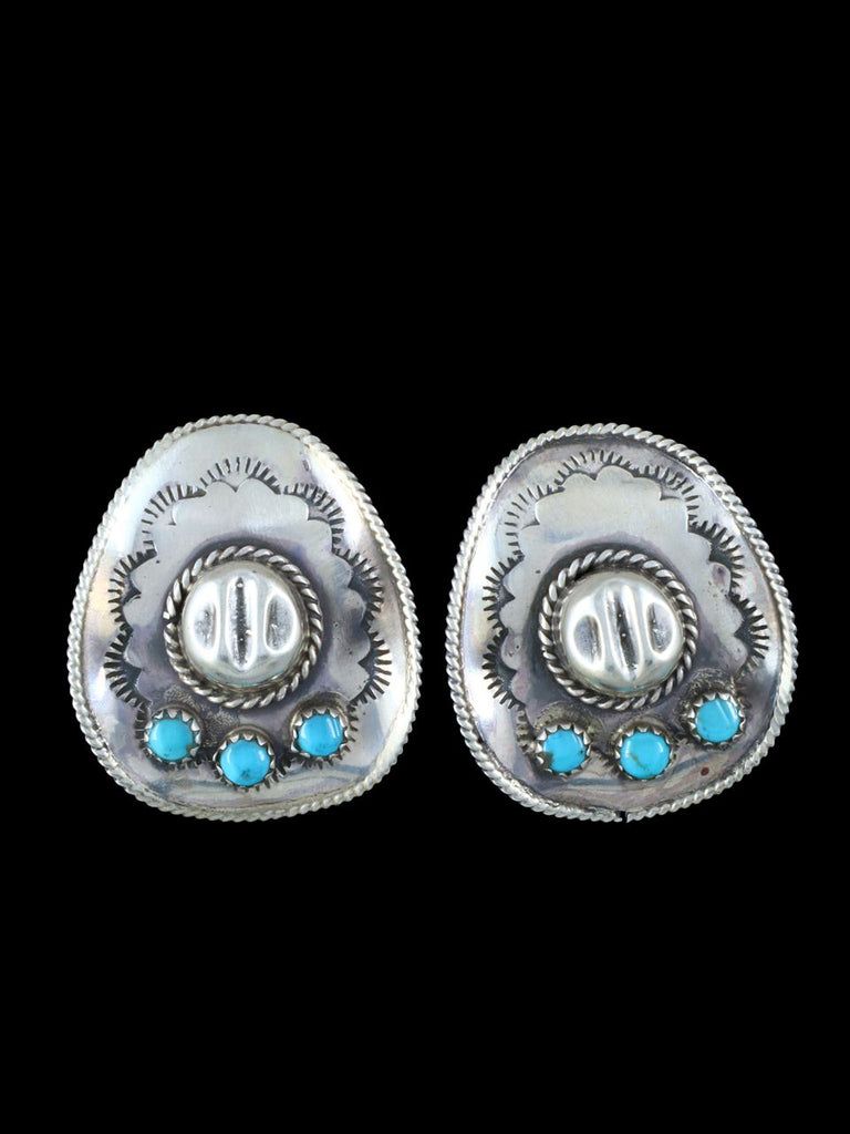 Native American Sterling Silver Turquoise Cowboy Hat Post Earrings - PuebloDirect.com