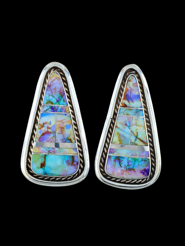 Navajo Monarch Opal Inlay Post Earrings - PuebloDirect.com