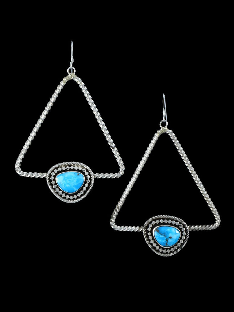 Native American Sterling Silver Turquoise Dangle Earrings - PuebloDirect.com