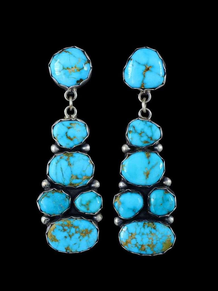 Large Native American Jewelry Kingman Turquoise Post Earrings - PuebloDirect.com