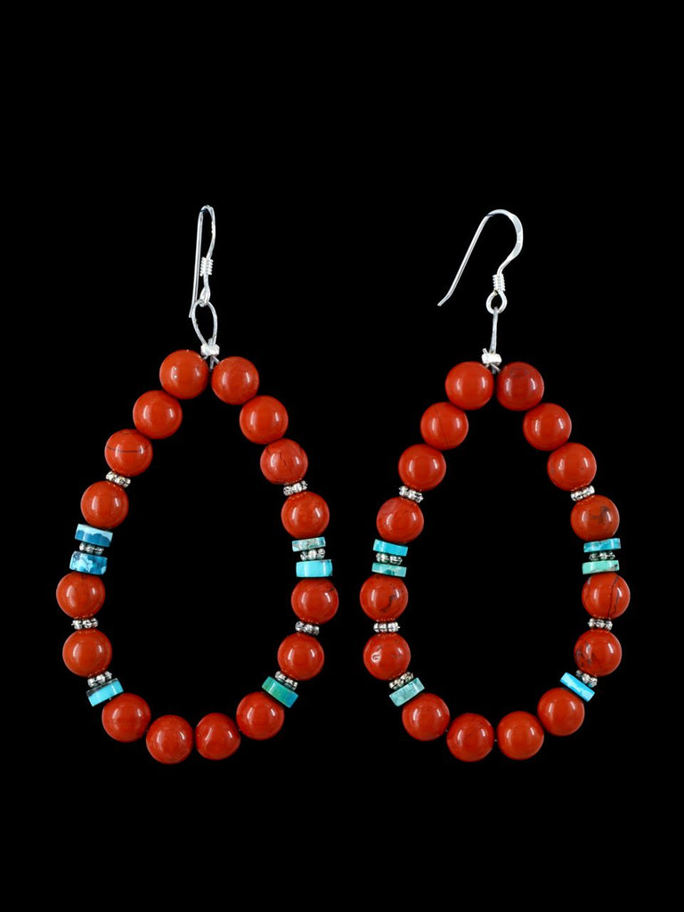 Navajo Pipestone Beaded Dangle Earrings - PuebloDirect.com