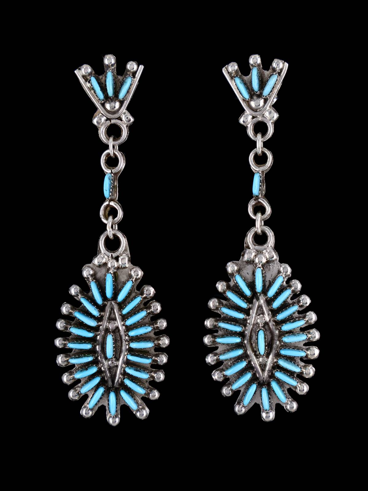 Zuni Turquoise Petit Point Post Earrings - PuebloDirect.com
