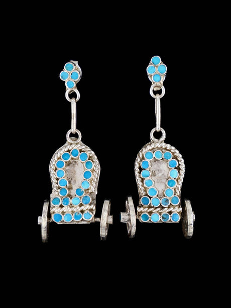 Zuni Turquoise Covered Wagon Post Earrings - PuebloDirect.com