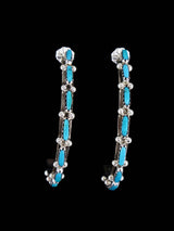 Sterling Silver Turquoise Hoop Zuni Post Earrings - PuebloDirect.com