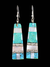 Santo Domingo Inlay Mosaic Dangle Earrings - PuebloDirect.com