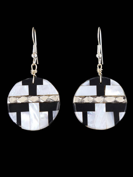 Santo Domingo Inlay Mosaic Dangle Earrings - PuebloDirect.com