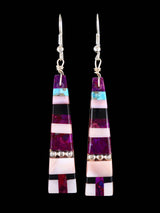 Santo Domingo Inlay Mosaic Dangle Earrings - PuebloDirect.com
