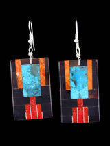 Santo Domingo Inlay Mosaic Dangle Earrings - PuebloDirect.com