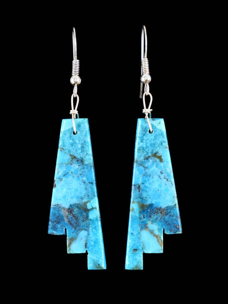 Navajo Turquoise Slab Earrings - PuebloDirect.com