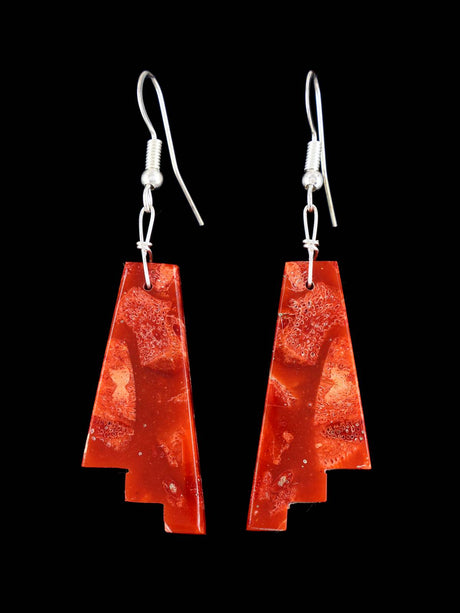Navajo Apple Coral Slab Earrings - PuebloDirect.com