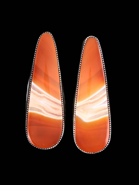 Navajo Agate Sterling Silver Post Earrings - PuebloDirect.com