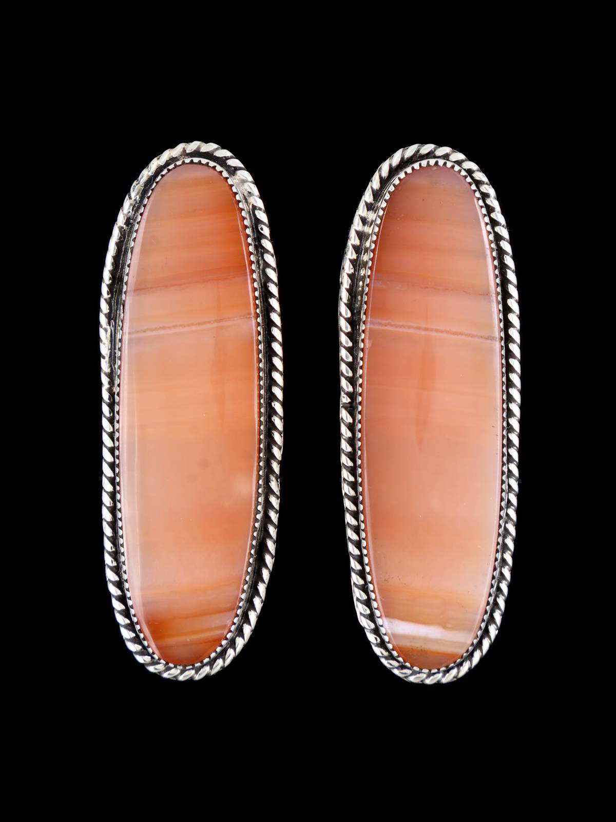 Navajo Agate Sterling Silver Post Earrings - PuebloDirect.com