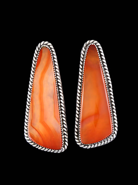 Navajo Agate Sterling Silver Post Earrings - PuebloDirect.com