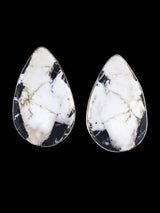 Navajo White Buffalo Sterling Silver Post Earrings - PuebloDirect.com