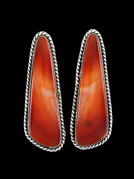 Navajo Agate Sterling Silver Post Earrings - PuebloDirect.com