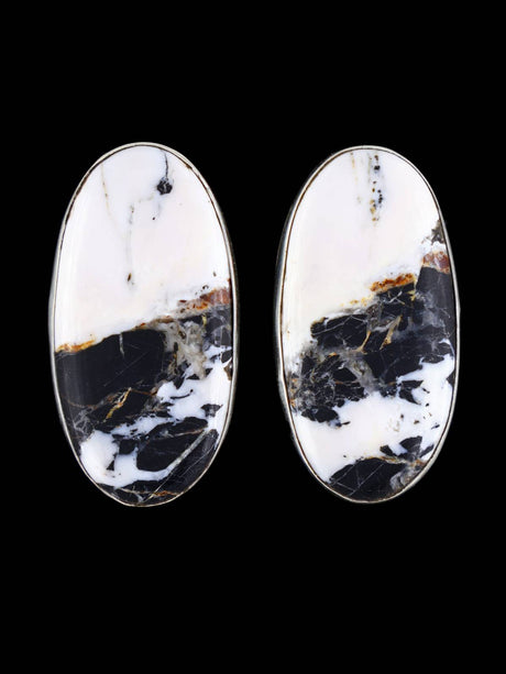 Navajo White Buffalo Sterling Silver Post Earrings - PuebloDirect.com