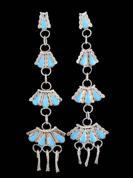 Zuni Jewelry Turquoise Post Dangle Earrings - PuebloDirect.com