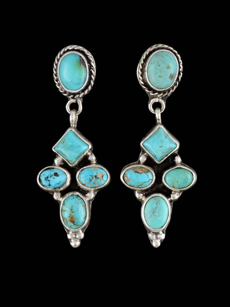 Navajo Turquoise Sterling Silver Post Earrings - PuebloDirect.com
