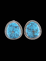 Navajo Sterling Silver Turquoise Post Earrings - PuebloDirect.com