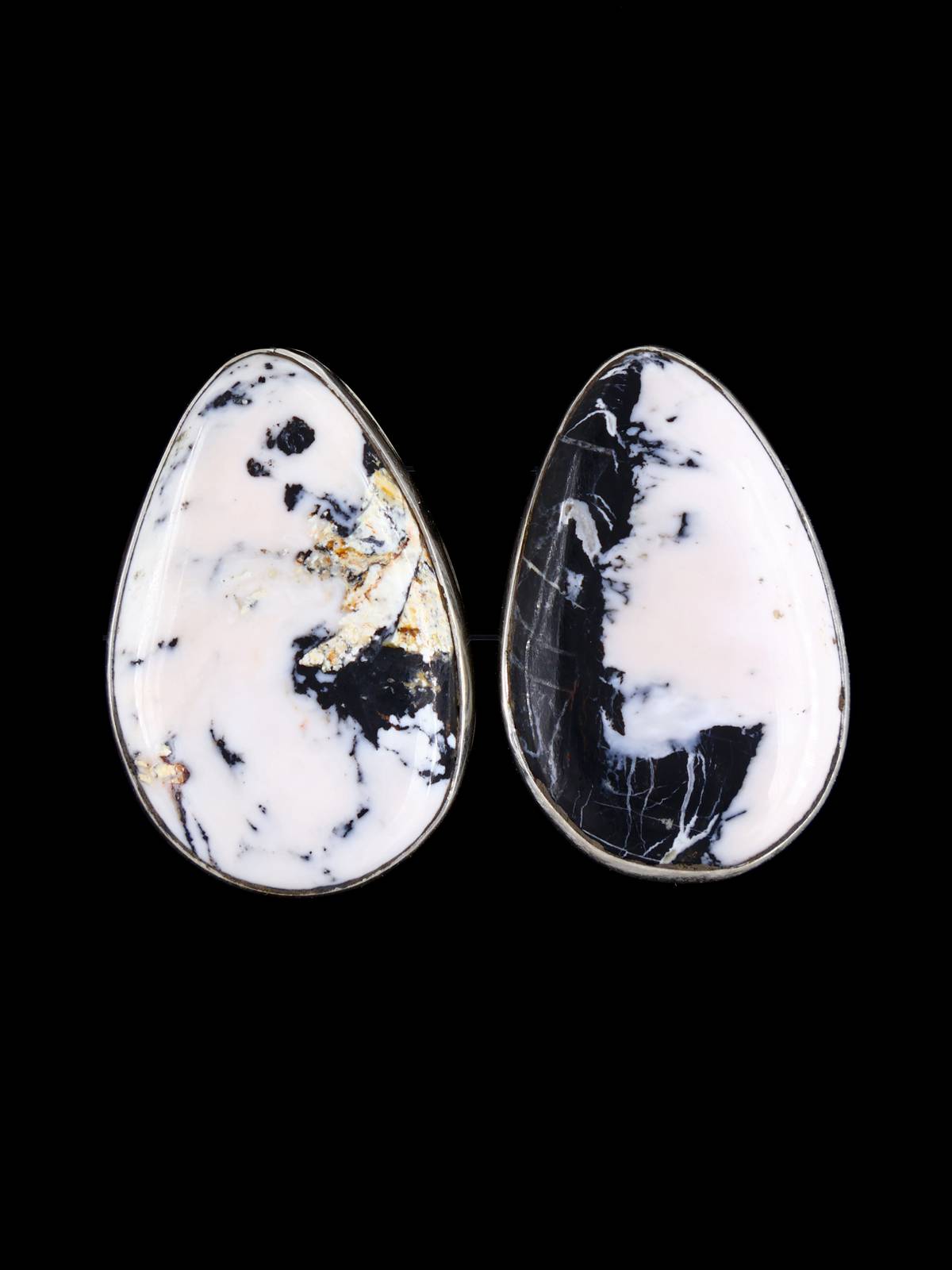 Navajo White Buffalo Sterling Silver Post Earrings - PuebloDirect.com