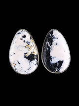 Navajo White Buffalo Sterling Silver Post Earrings - PuebloDirect.com