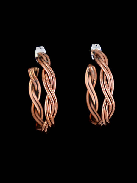 Navajo Copper Rope Half Hoop Earrings - PuebloDirect.com