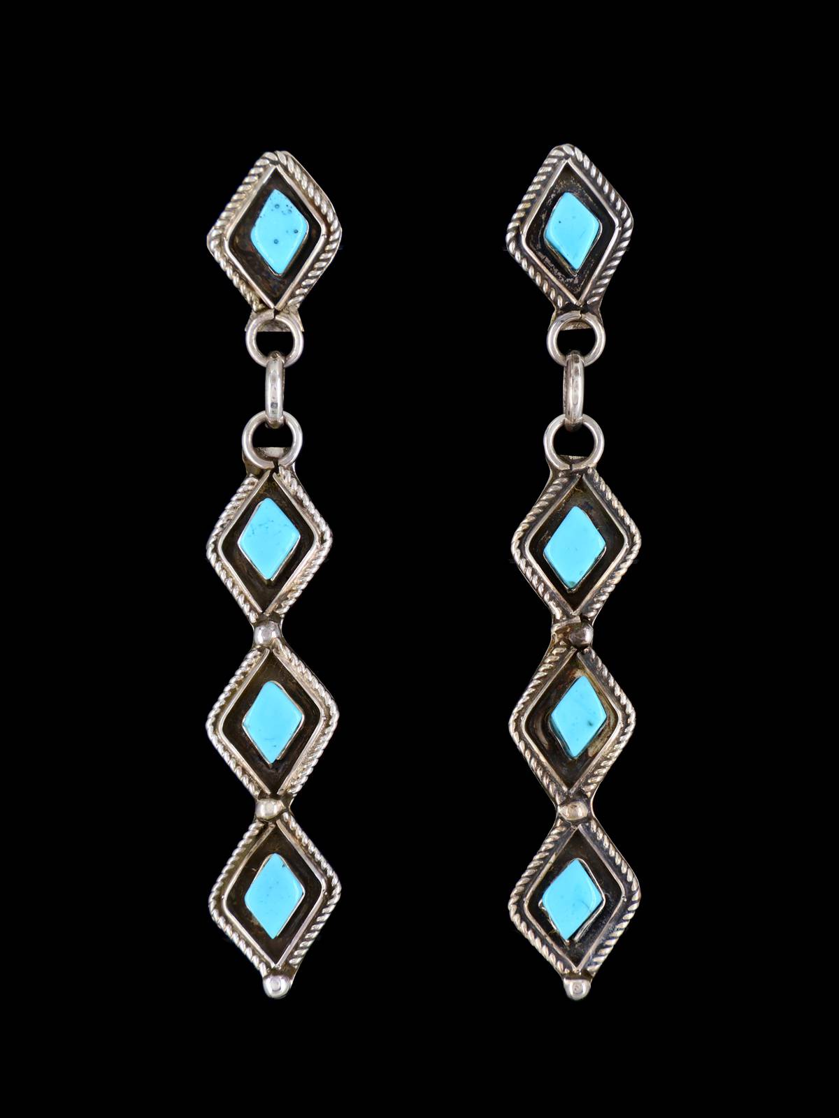 Zuni Inlay Jewelry Turquoise Post Earrings - PuebloDirect.com