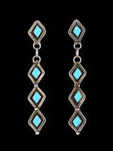 Zuni Inlay Jewelry Turquoise Post Earrings - PuebloDirect.com