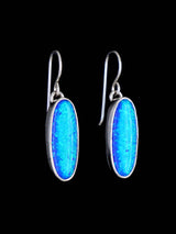 Navajo Blue Opalite Sterling Silver Dangle Earrings - PuebloDirect.com