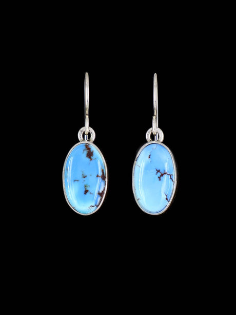 Navajo Golden Hill Turquoise Sterling Silver Dangle Earrings - PuebloDirect.com