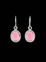 Native Jewelry Pink Conch Shell Sterling Silver Dangle Earrings - PuebloDirect.com