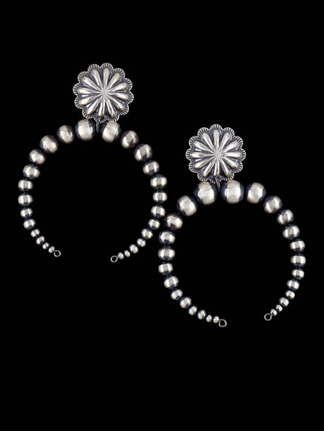 Navajo Sterling Silver Beaded Post Earrings - PuebloDirect.com