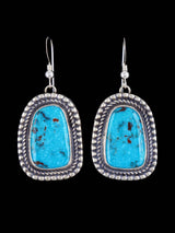 Navajo Sterling Silver Turquoise Dangle Earrings - PuebloDirect.com