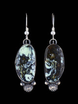 Native American Sterling Silver Variscite Dangle Earrings - PuebloDirect.com