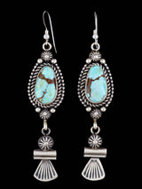 Navajo Golden Hill Turquoise Sterling Silver Dangle Earrings - PuebloDirect.com