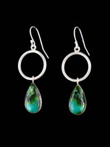 Navajo Sterling Silver Sonoran Turquoise Dangle Earrings - PuebloDirect.com