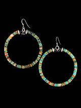 Spiny Oyster and Turquoise Sterling Silver Bead Earrings - PuebloDirect.com