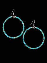 Santo Domingo Turquoise Beaded Dangle Earrings - PuebloDirect.com