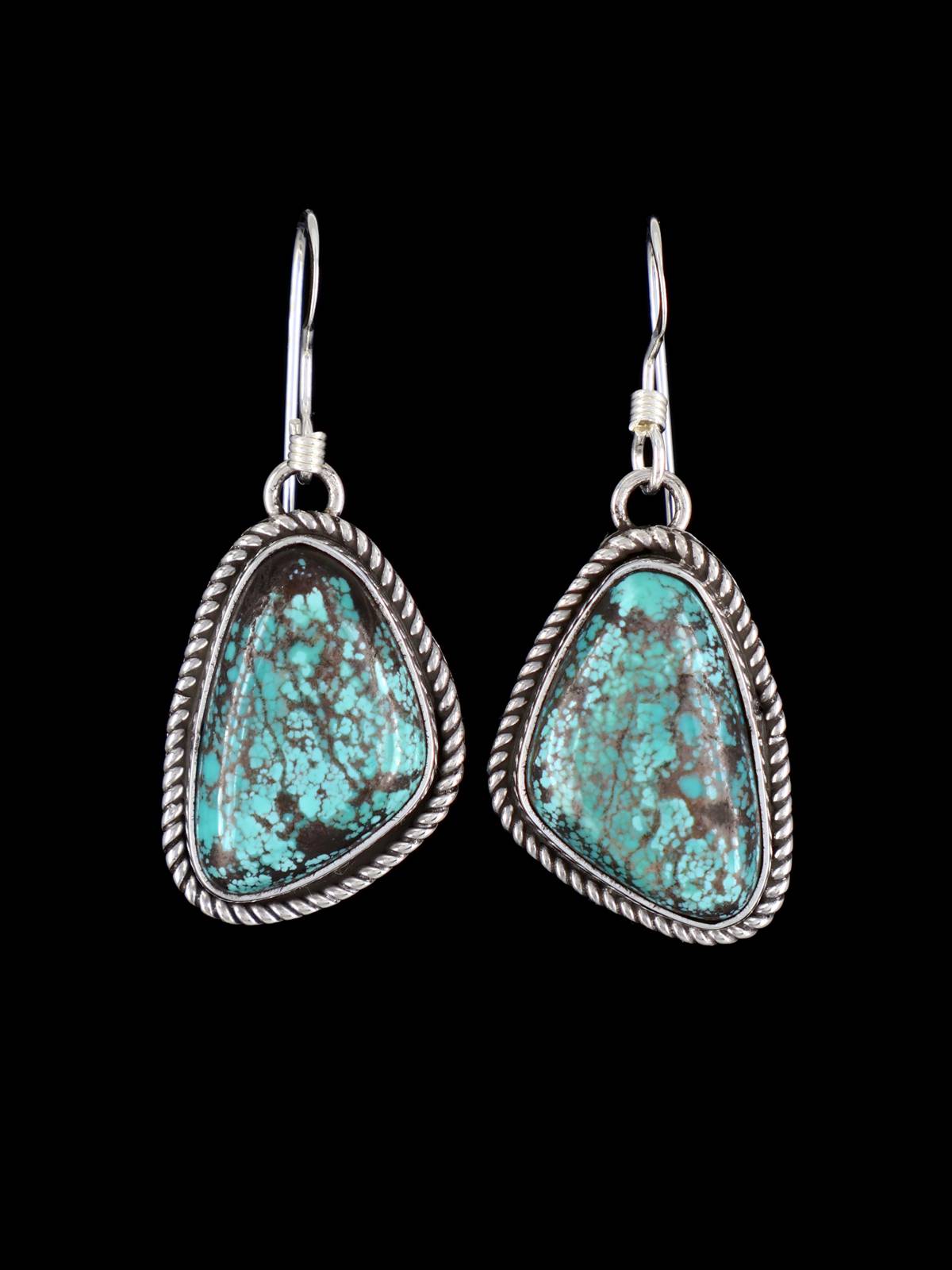 Navajo Turquoise Sterling Silver Dangle Earrings - PuebloDirect.com