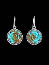 Native American Carved Turquoise Flower Dangle Earrings - PuebloDirect.com