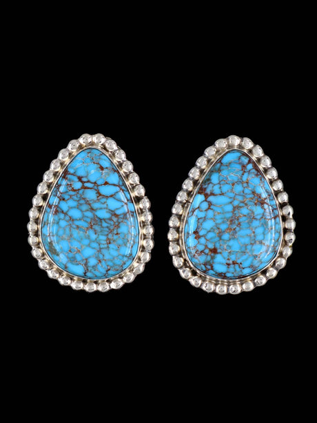Navajo Turquoise Sterling Silver Post Earrings - PuebloDirect.com