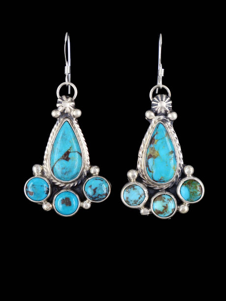 Navajo Turquoise Sterling Silver Dangle Earrings - PuebloDirect.com