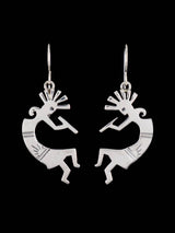 Navajo Sterling Silver Kokopelli Dangle Earrings - PuebloDirect.com