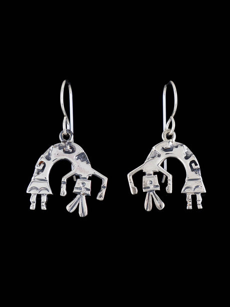 Navajo Sterling Silver Yei Dangle Earrings - PuebloDirect.com