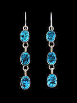Navajo Turquoise Sterling Silver Dangle Earrings - PuebloDirect.com