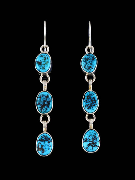 Navajo Turquoise Sterling Silver Dangle Earrings - PuebloDirect.com