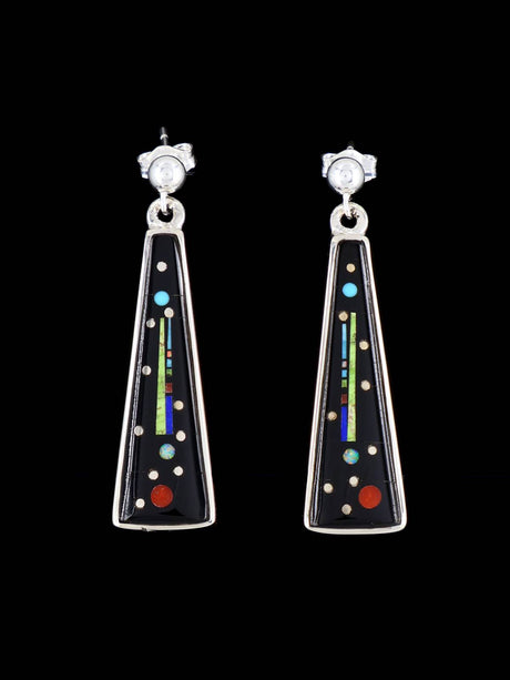 Native American Night Sky Inlay Post Earrings - PuebloDirect.com