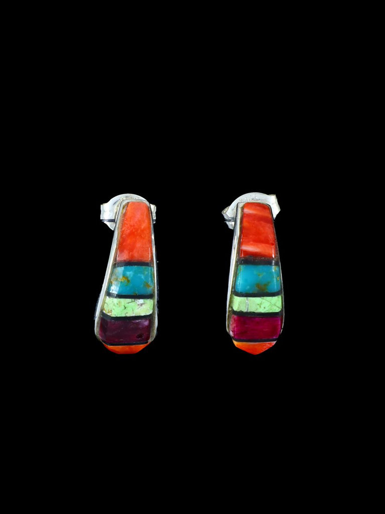 Navajo Multistone Inlay Post Earrings - PuebloDirect.com
