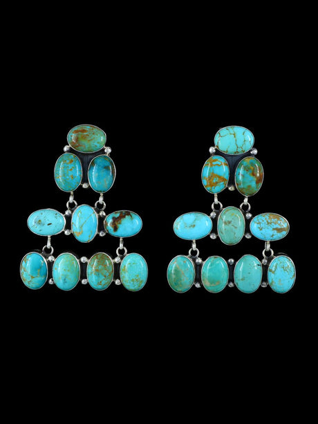 Navajo Sterling Silver Turquoise Post Earrings - PuebloDirect.com